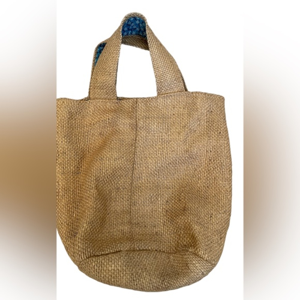 Vintage Squirrels’ Nest Burlap Tote / Purse with Sailboat Design - Picture 3 of 5